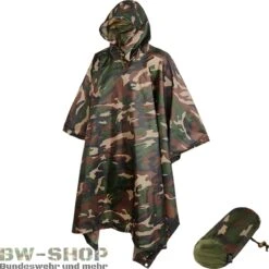 Brandit BWuM Windbreaker Sommer Mit Zipper -Bundeswehr Und Mehr Verkäufe ponchowoodlandmitbeutel wz min 4127 Bundeswehr Poncho RipStop